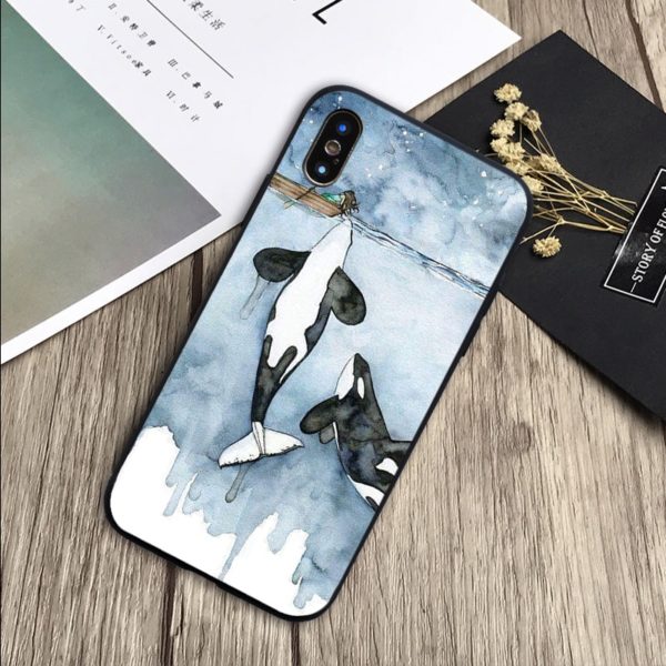 Killer Whale Orca Watercolor Soft Silicone Phone Case - Image 8