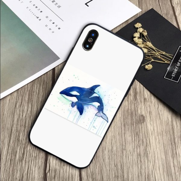 Killer Whale Orca Watercolor Soft Silicone Phone Case - Image 13