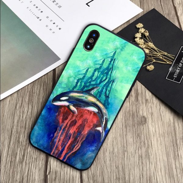 Killer Whale Orca Watercolor Soft Silicone Phone Case - Image 11