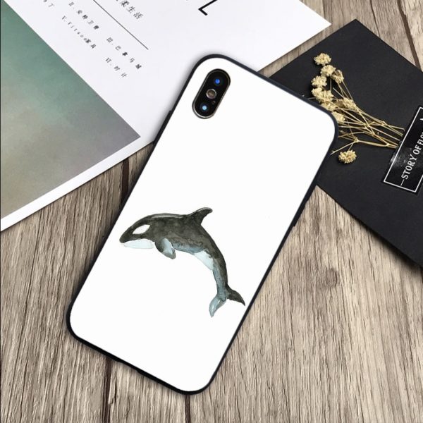 Killer Whale Orca Watercolor Soft Silicone Phone Case - Image 2