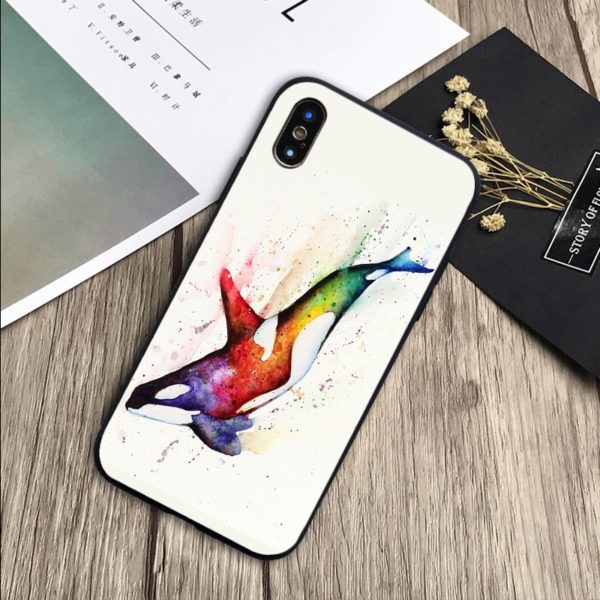 Killer Whale Orca Watercolor Soft Silicone Phone Case - Image 4